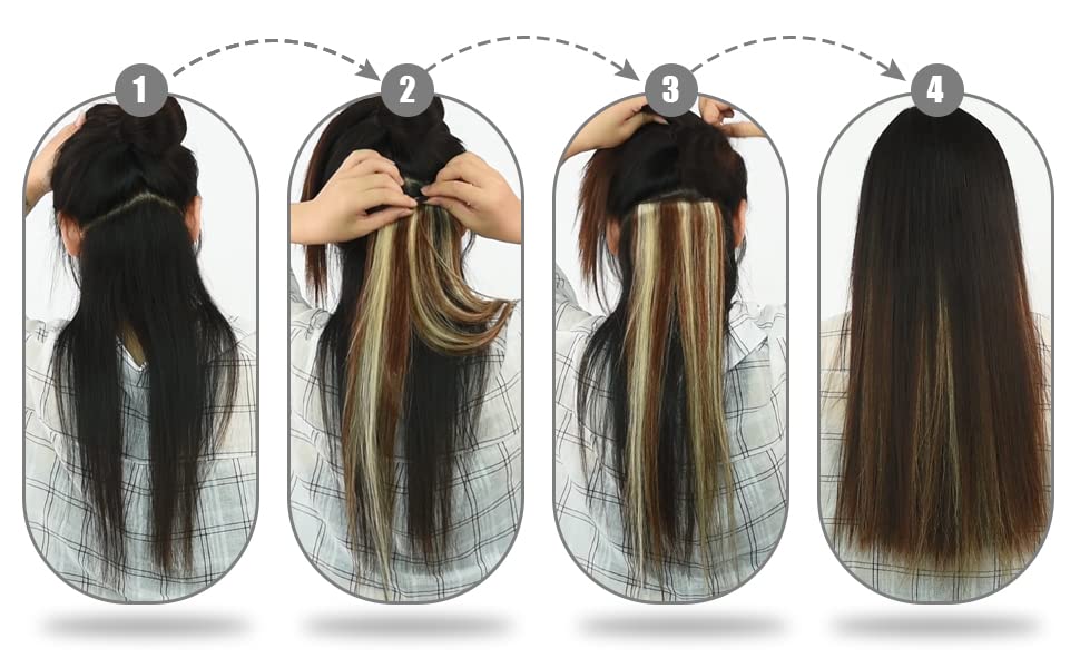 Clip in Hair Extensions Human Hair Seamless Silky Straight 20 inch for Women Amazon.com : Loxxy Clip in Hair Extensions 20inch Seamless  main image 3