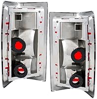 Vista 10 de Brock - Juego de luces traseras de repuesto para conductor y pasajero, borde rojo con carcasa cromada, compatible con cargador de camioneta