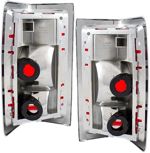 Miniatura 10 de Brock - Juego de luces traseras de repuesto para conductor y pasajero, borde rojo con carcasa cromada, compatible con cargador de camioneta