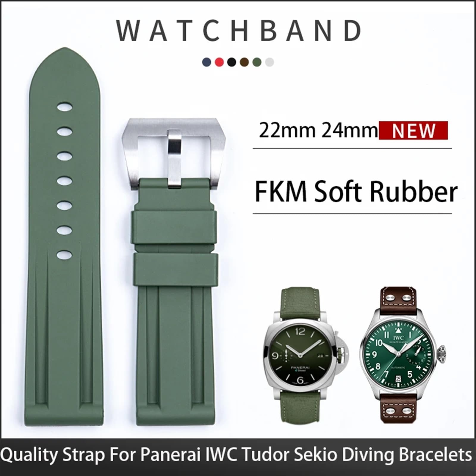 Il cinturino in gomma da 22/24 mm sostituisce il cinturino in silicone impermeabile serie Panerai