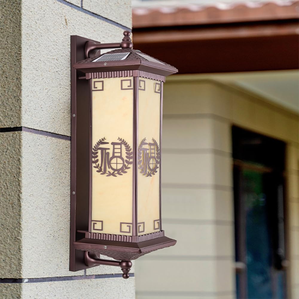 KXEcoLife Contemporary Solar Outdoor Wall Lamp Simplicity Waterproof Balcony Hallway Courtyard Villa Hotel Gate Lights (D H58CM Solar)
