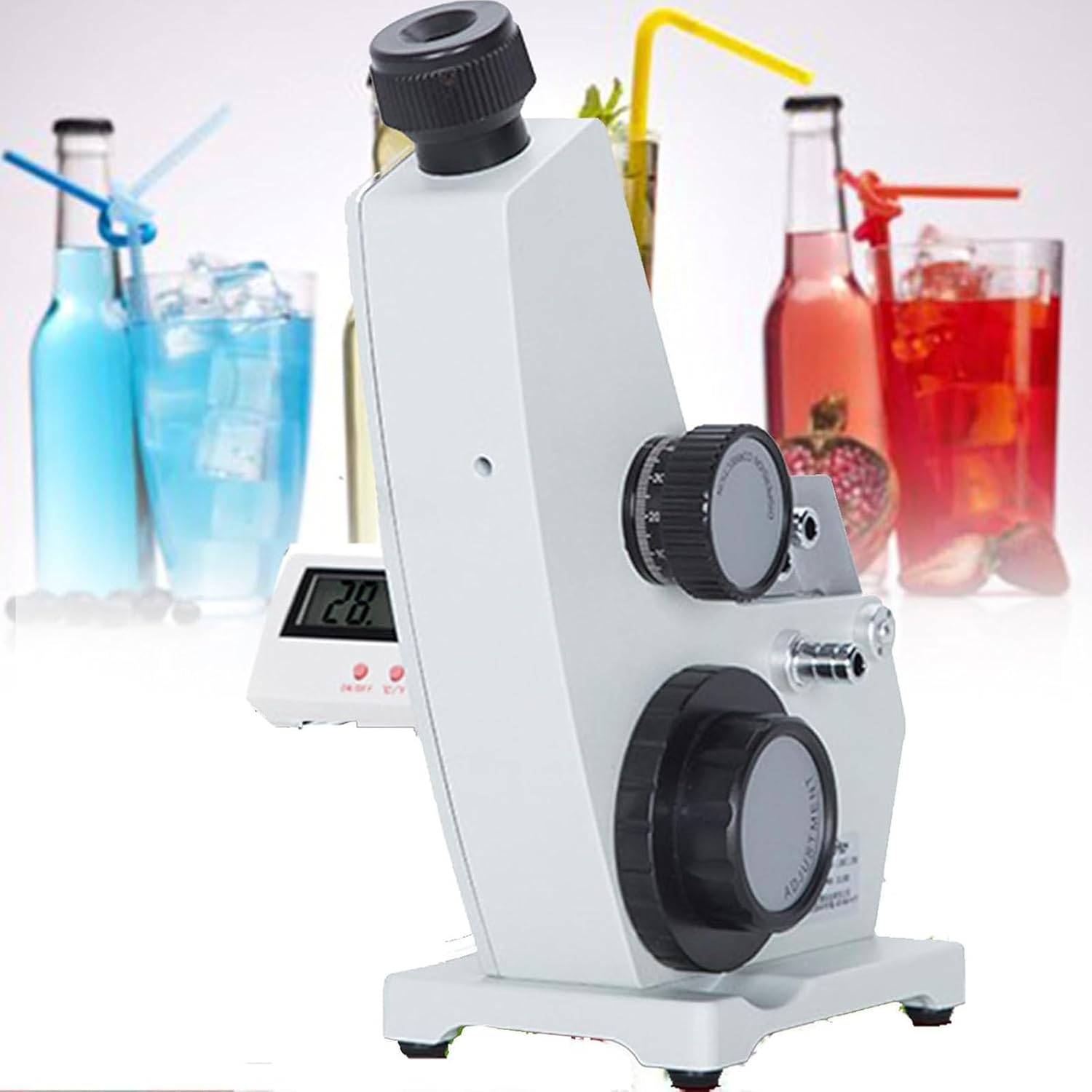 Monocular Abbe Refractometer, Digital Lab Brix Refractometer with Adjustable Sharpness, 1.3000-1.7000 ND and 0-95% Brix Measurement, 0.0002 Accuracy