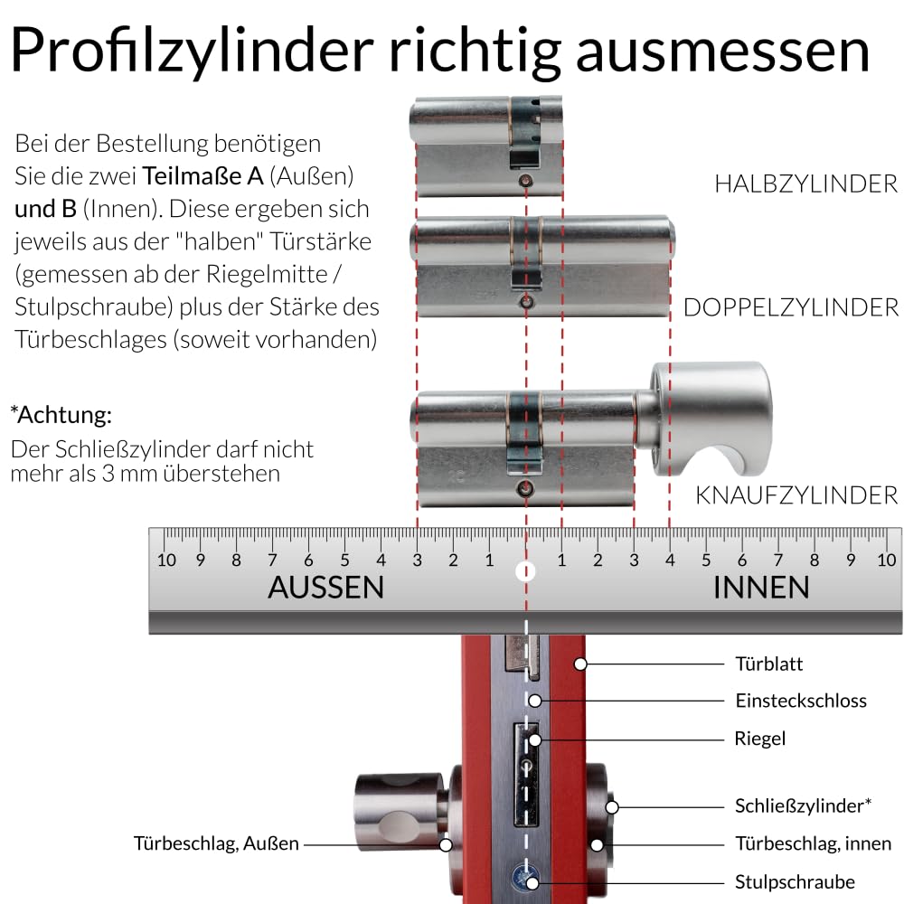 WINKHAUS keyTec N-Tra Knaufzylinder | 35-35K mm | Tür-Zylinder Schließzylinder mit Knauf | Aufbohrschutz Pickingschutz | Patentschutz bis 2029 | 5 Schlüssel & Sicherungskarte | Einzelschließung