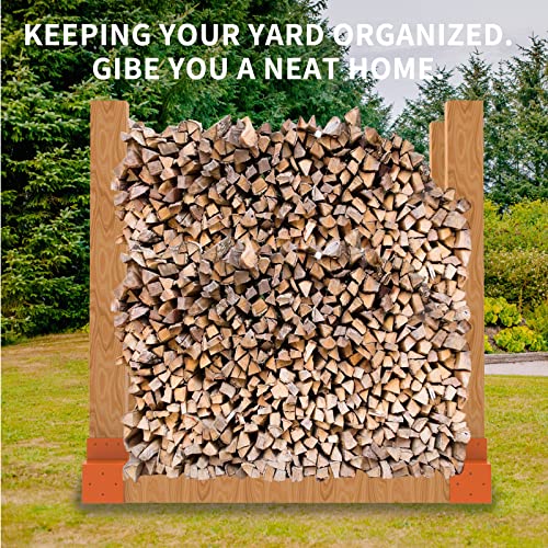 Firewood Log Storage Rack Bracket Kit With Screws Steel Fireplace Wood Storage Holder Outdoor Indoor - Adjustable To Any Length, Rust Proof, Heavy Duty (2 Brackets Kits And 2 Connectors) #TOP6