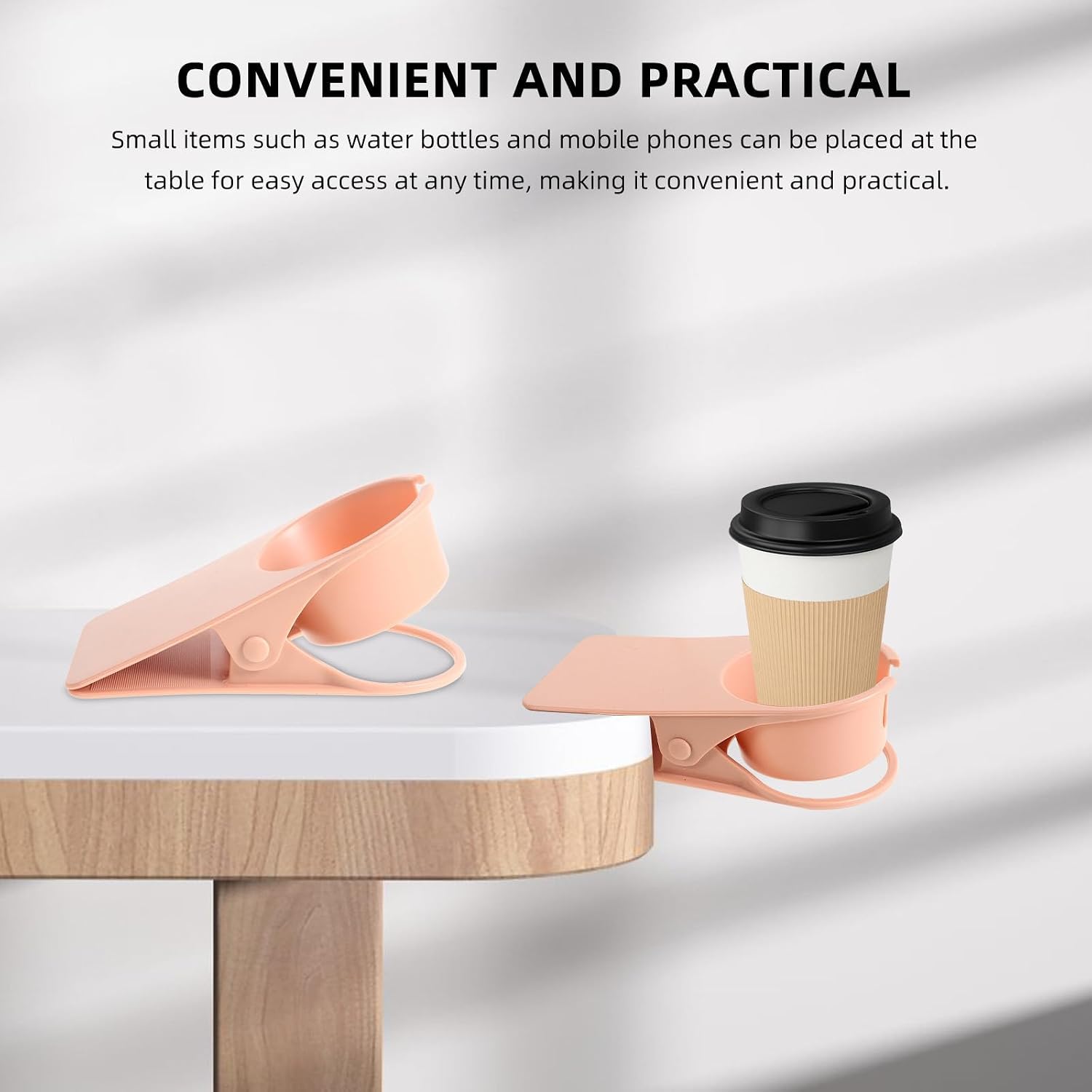 Pink Plastic Cup Holder Clip for Coffee Cups and Remote Controls