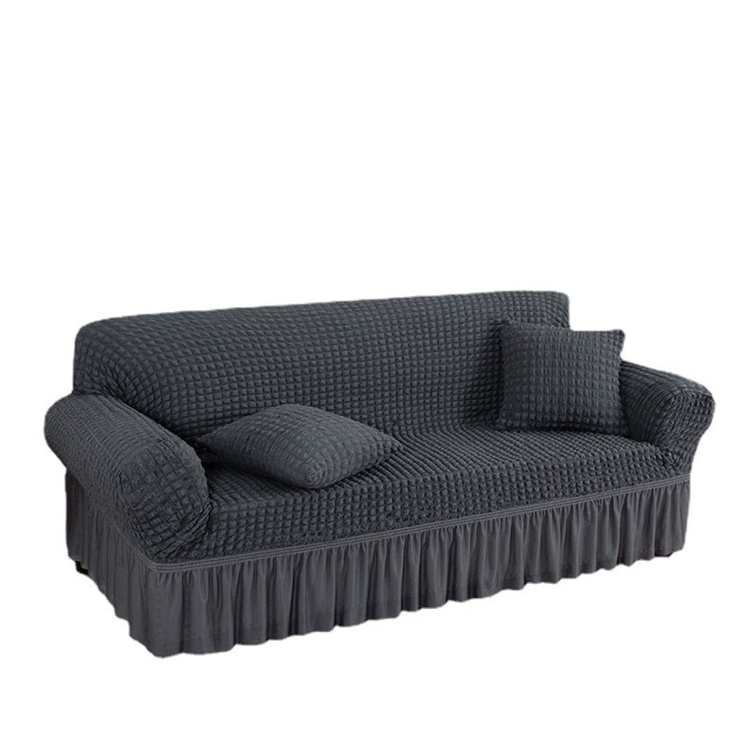 Housse de canapé extensible antidérapante et lavable grise 3 places
