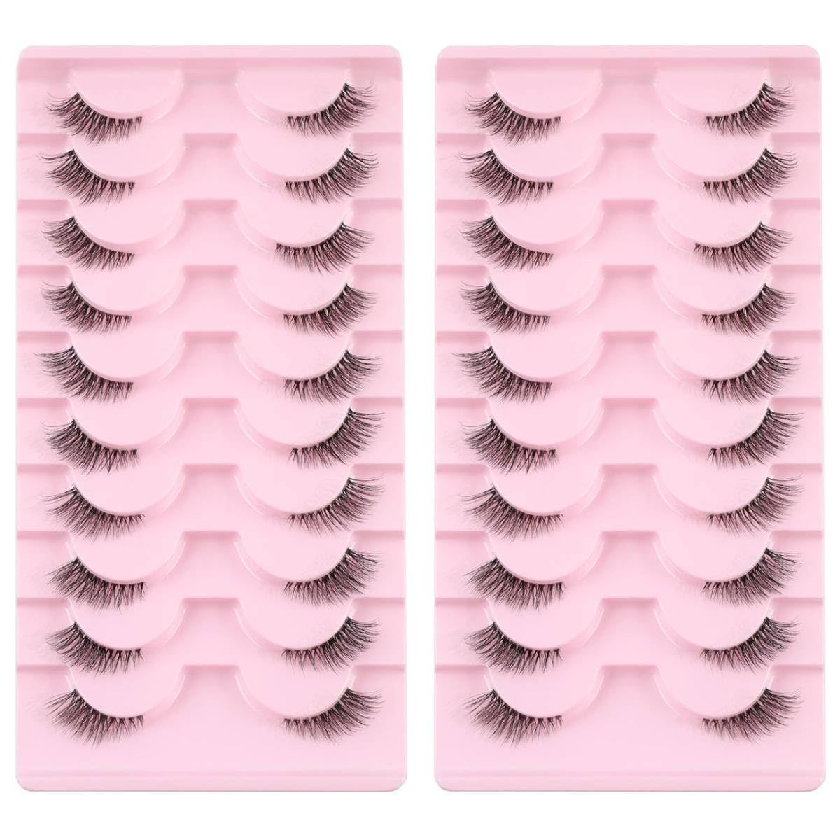 MAYCREATE® 10 Pairs Half Lashes Cat Eye Wispy False Eyelashes, Fluffy Volume, Faux Mink, 3/4 Accent, DIY Strip Lash Set, Soft Natural Look For Makeup, Reusable, For Daily & Party Wear, 2 Sets-picture-46
