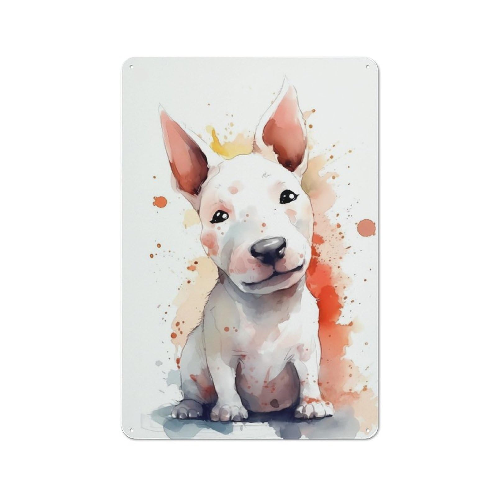 Junmoney Bull Terrier Dog Metal Plaque 30X20cm With For Garage Wall, Retro Decor, For Themed Interiors In Garages And Workshops