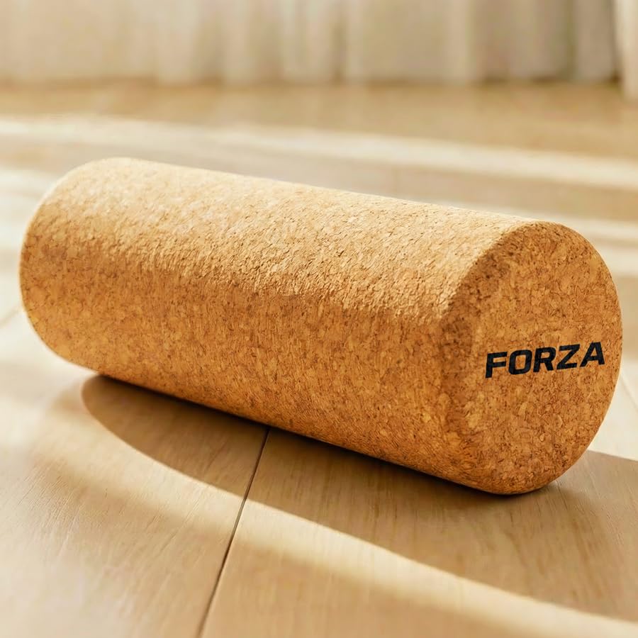 FORZA Cork Roller – Natural Cork Foam Roller for Yoga, Pilates & Muscle Recovery – Sustainable Textured Mobility Roller for Stretching, Balance & Myofascial Release – 30cm