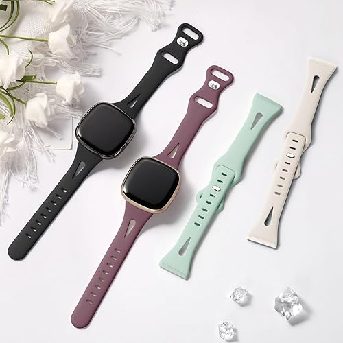 Miniatura 10 de Ouwegaga Compatible con Fitbit SenseSense 2Fitbit Versa 3Versa 4 bandas para mujeres y hombres, correa de reloj deportiva delgada de silicona suave