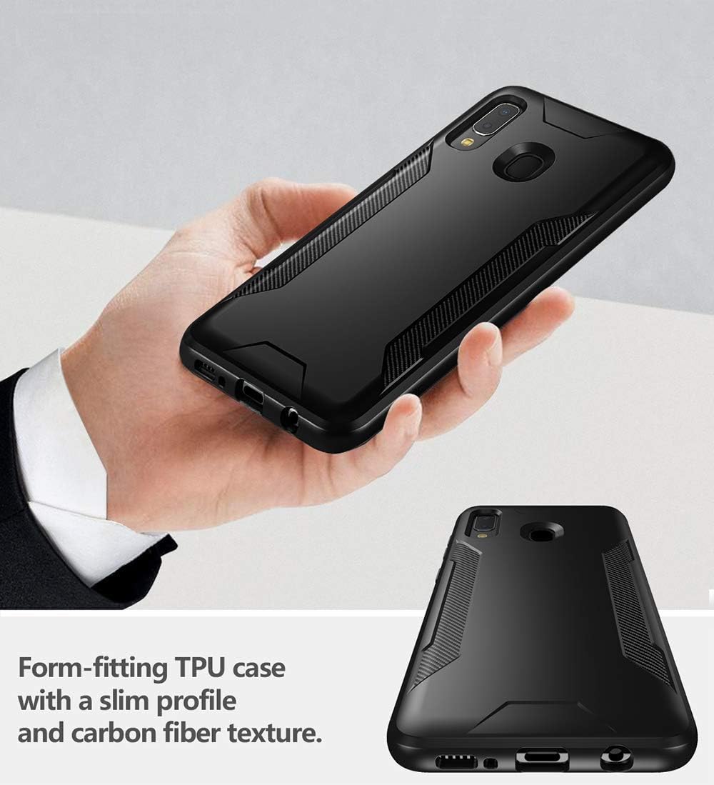 Poetic Karbon Shield Series Designed for Samsung Galaxy A20 /A30 Case, Slim Fit Shock Absorbing Premium Flexible Soft TPU Case with Carbon Fiber Texture, Matte Black