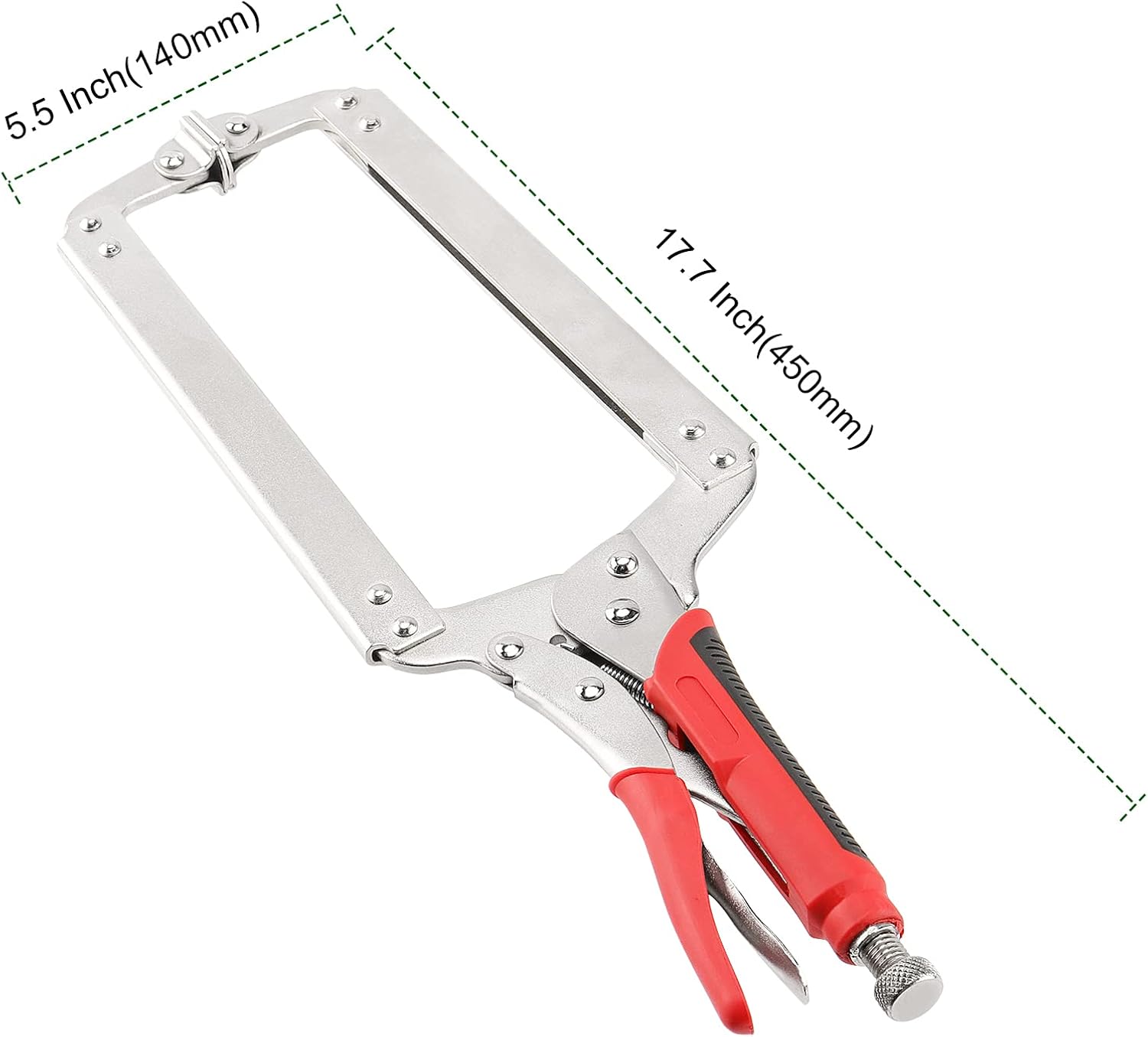 PINGEUI 2 PCS 18 Inch C Clamp Locking Pliers, Heavy Duty C Clamps with Swivel Pads and Rubber Handle Sleeve, Adjustable Welding Woodworking Tools, 7 Inch Max Jaw Opening