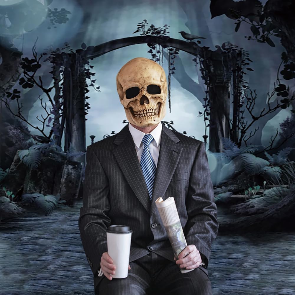 Halloween Backdrop 10x10ft Night Graveyard Door Scary Photo Background for Party Decorations Kids Adults Selfie Halloween Picture Backdrop
