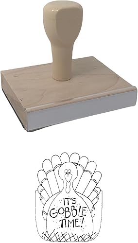 Sello de goma de pavo de noviembre, sello de madera 3 x 2