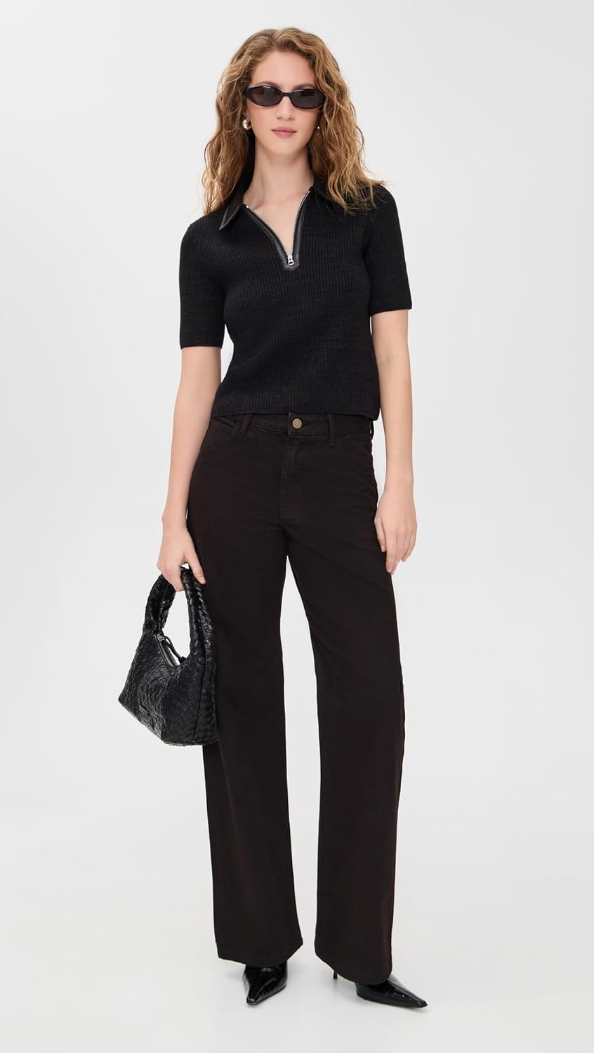 rag & bone Women's Caterina Faux Leather Zip Polo - Image 5