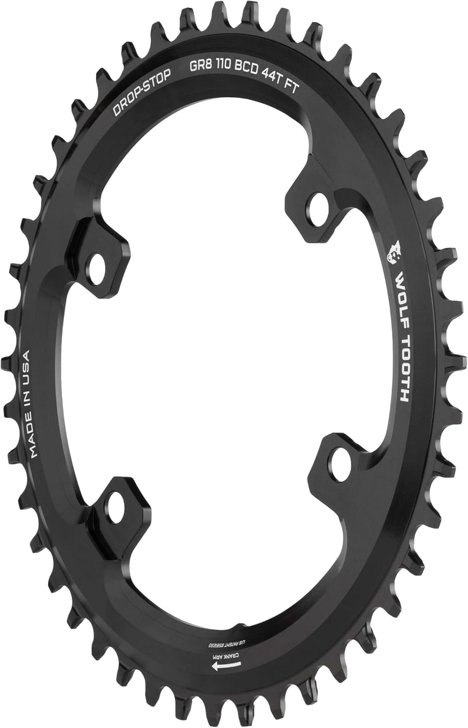 Wolf Tooth 110 BCD Asymmetric 4-Bolt Aero Chainring for GRX Cranks Drop-Stop ST 52T