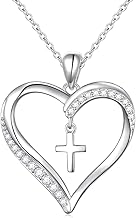 925 Sterling Silver Cubic Zirconia Faith Hope Love Cross Pendant Necklace for Women Teen Girls Y Lariat Necklace with Adjustable Chain First Communion Easter Gifts - Buy now