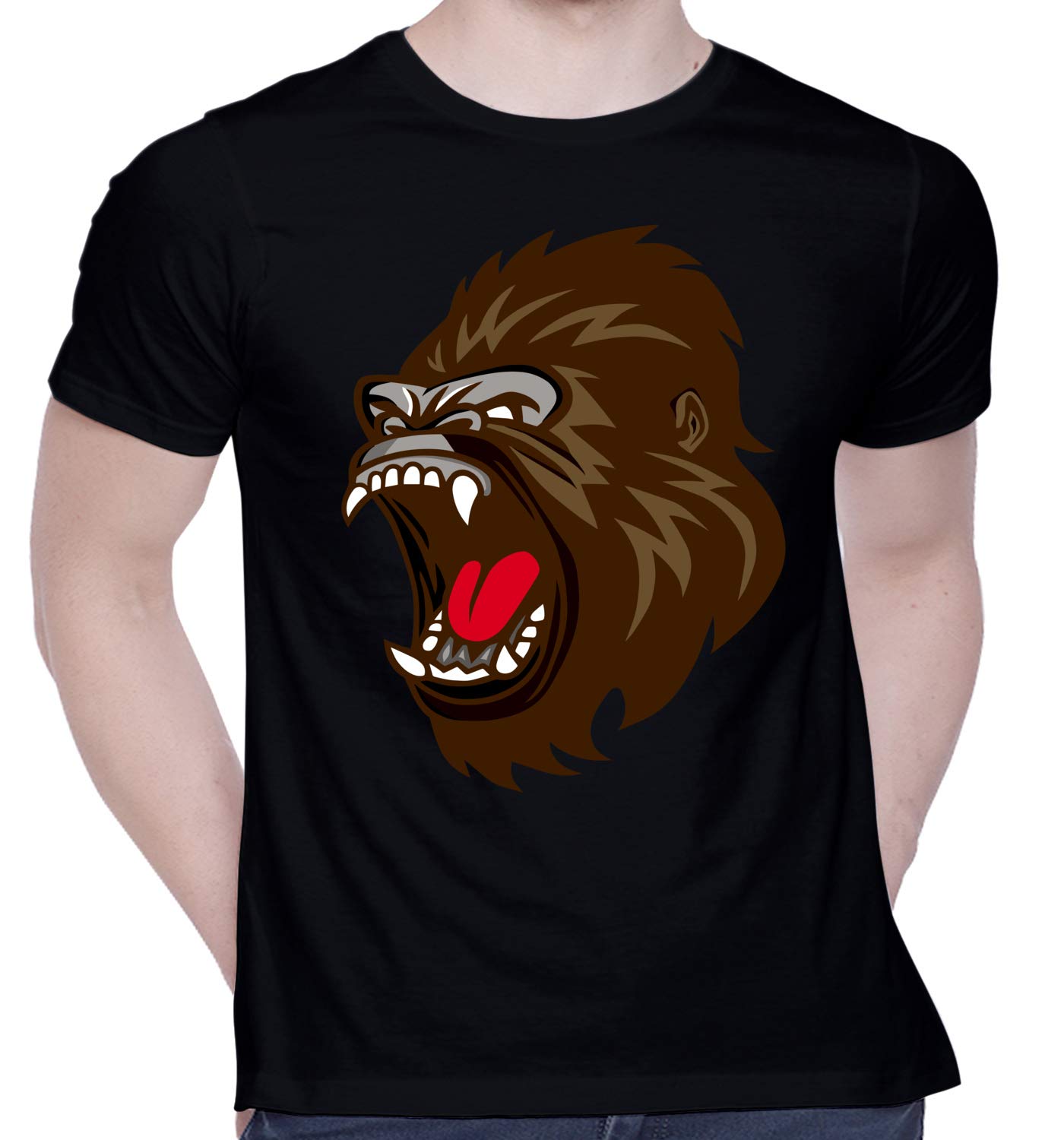 CreativiTGraphic Printed T-Shirt for Unisex Growling Gorilla Tshirt | Casual Half Sleeve Round Neck T-Shirt | 100% Cotton | D00207-82
