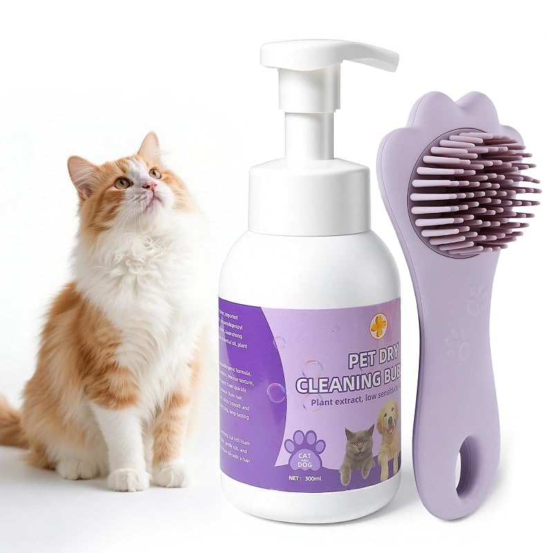 Shampoo a Seco para Gatos Giaceaw em Espuma com Escova, Sem Enxágue, Floral, 1 Unidade