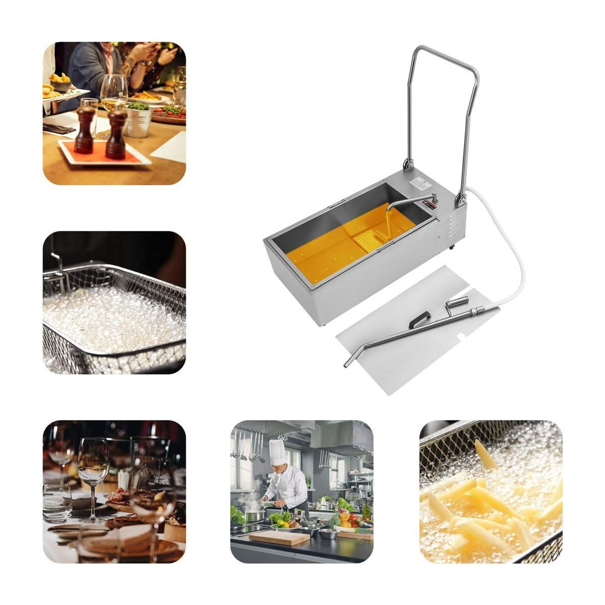 Máquina De Filtrado De Aceite Comercial - Bomba De Aceite De Acero Inoxidable para Freidora para Limpieza De Cocinas con Alto Caudal
