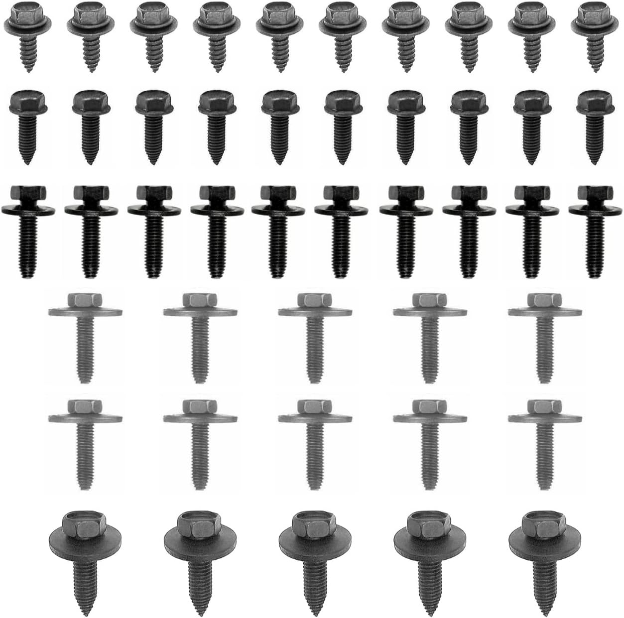 45-Piece M8-1.25, M6-1.00, M6.3-1.81 Interior | Exterior | Engine Bay | Body Bolts | OEM Hardware FITS: 1981+ Chevrolet, Buick, Oldsmobile, Pontiac, Cadillac, GMC, GM B,C, D, E, F, G, J, X, Y, Body