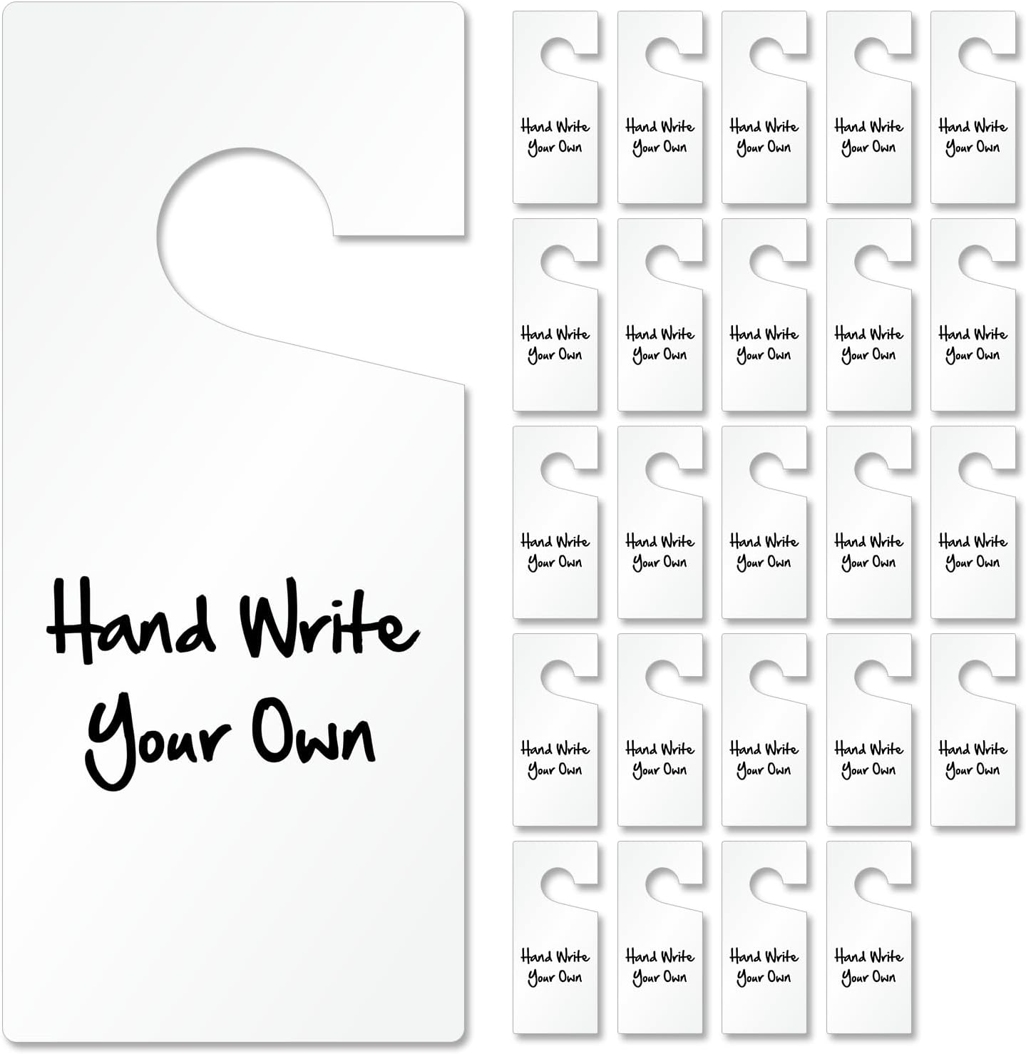 SmartSign (Pack of 25) Blank Write-On Door Knob Hanger Tags - 4" x 9", 15 mil Vinyl, White, Easy to Display