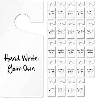 SmartSign (Pack of 25) Blank Write-On Door Knob Hanger Tags - 4" x 9", 15 mil Vinyl, White, Easy to Display