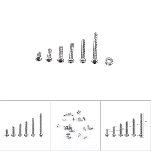 Miniatura 5 de Tornillos hexagonales, 250 piezas surtidas de acero inoxidable M2, tornillos hexagonales con tuercas hexagonales para el hogar y la oficina, juegos