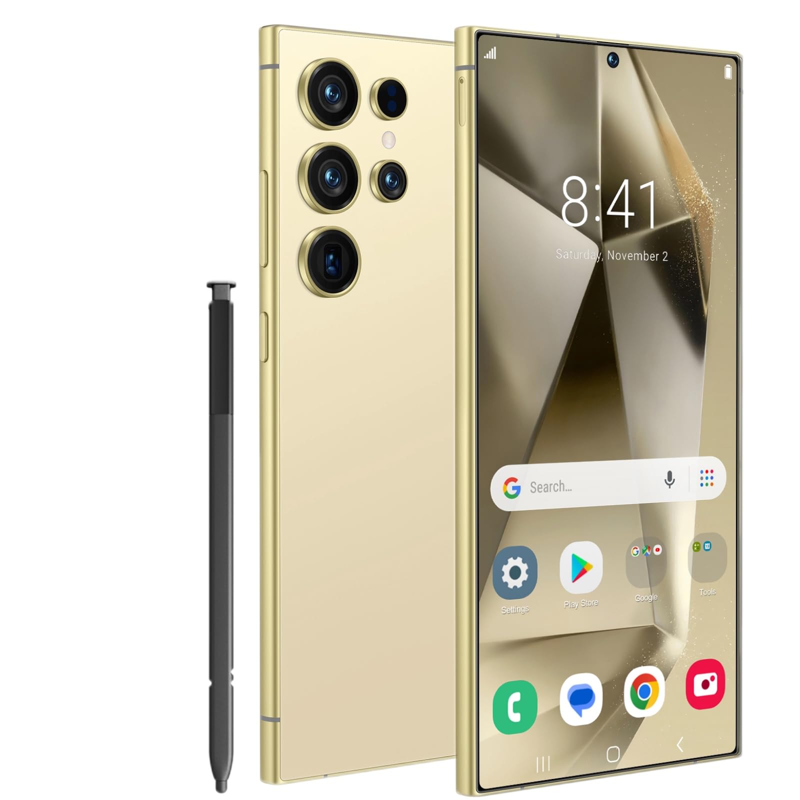 WWT I25 Ultra Unlocked Phone,Android 14 16+1TBGB Smartphone,Built in Pen The Phone,Cell Phone Battery 7000mAh 6.99" HD Screen,Dual SIM/5G/Face ID/Fingerprint Lock/GPS (Gold, 16+512G)