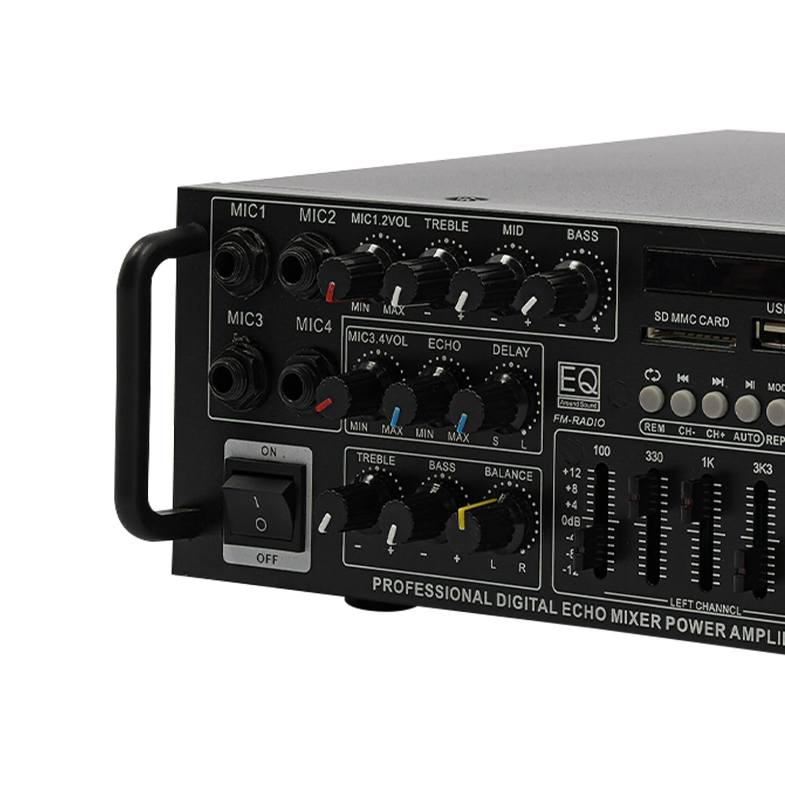 AV-326BT - Amplificatore audio stereo Bluetooth 2 x 200 W con 4 ingressi MIC, USB/SD/MP3, ricevitore ad alta fedeltà per home cinema e karaoke