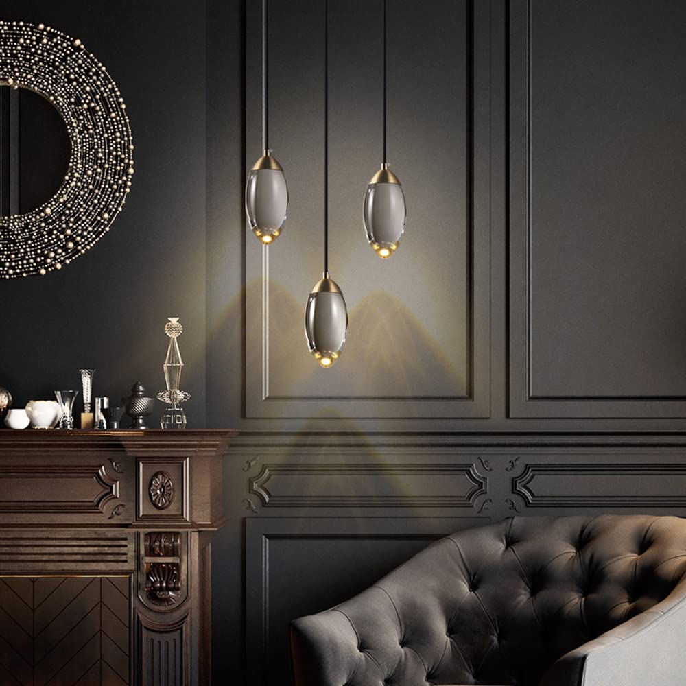 Kryształowa lampa wisząca LED Owalna wisząca lampa sufitowa Pojedyncza kuchnia wyspa Oprawa oświetleniowa, restauracja Sypialnia Jadalnia Bar Decor Zawieszone światła 3 tryb kolorów