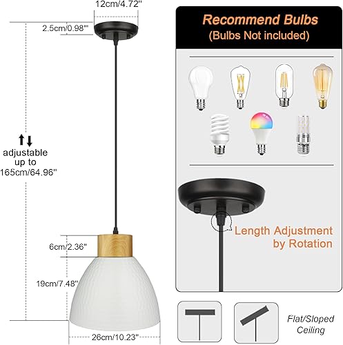 Miniatura 5 de Farmhouse Metal Pendant Light Fixture, White Kitchen Island Lights, Modern Pendant Lighting with Metal for Kitchen Sink Dining Room - 10.2 Inch
