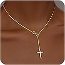 Poxtex Easter Basket Stuffer Infinity Cross Necklace for Women, 14K Gold Plated Necklace Pendant Unique Trendy Cross Jewelry, Non Tarnish & Waterproof Christian Jewelry - First Communion Confirmation Easter Gifts