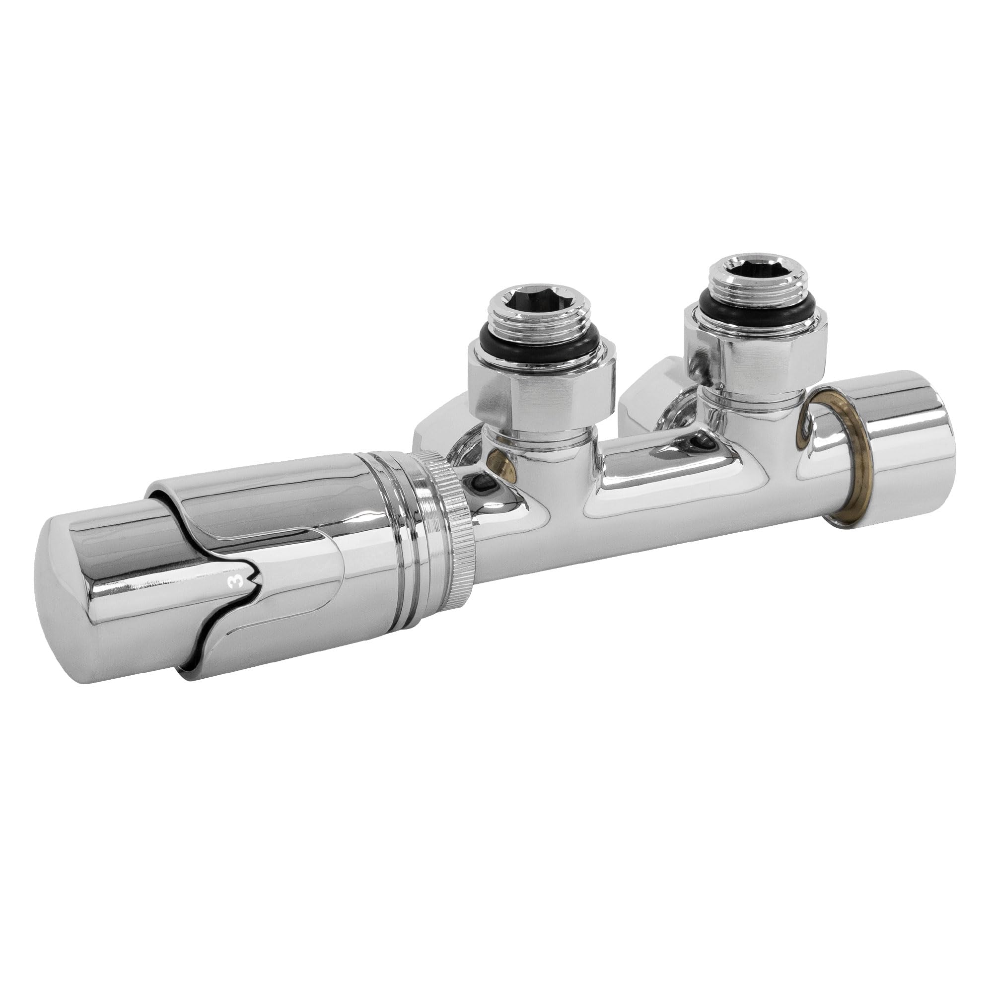 ECD Germany Kit de Conexión Central Termostato para Radiadores Color Cromo 50mm Juego de Conexión para Espaciado de Tubería Múltibloque de Dos Tuberías Utilizable Esquina y Tubos de Pared