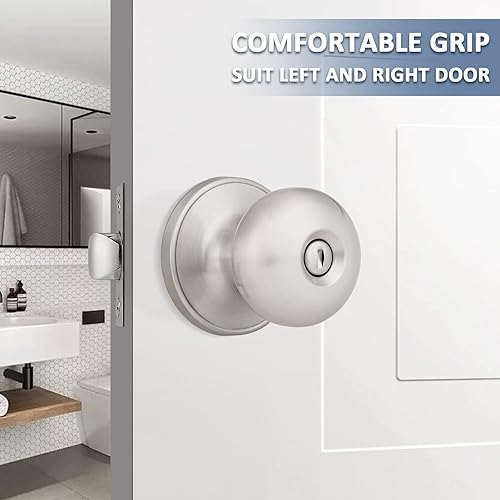 Miniatura 2 de Mengico Paquete de 2 cerraduras de manija de puerta, pomo de puerta moderno negro, cerradura de paso (para pasillo y cierre)