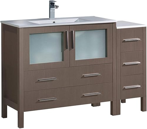 Fresca Torino - Mueble de baño moderno de roble gris de 48 pulgadas con fregadero integrado