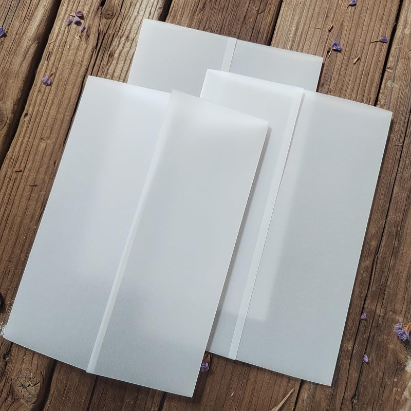 Transluzente Umschläge, Pergamenthüllen, 50 Stück transparente Einladungshüllen aus Pergamentumschlag im A5-Format, Pergamenthüllen, Pergamenthüllen for Hochzeitseinladungen, 160 g/m², Pergamentpapier