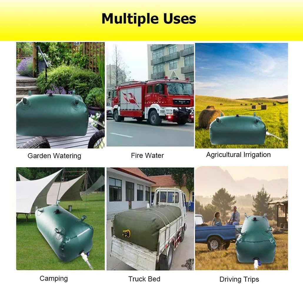 Folding Bladder Tank for Drought Resistant, 20-1070 Gal Emergency Water Storage Bladders/Large Capacity Soft Water Bag for RV(1x0.7x0.27m/190L/50gal)