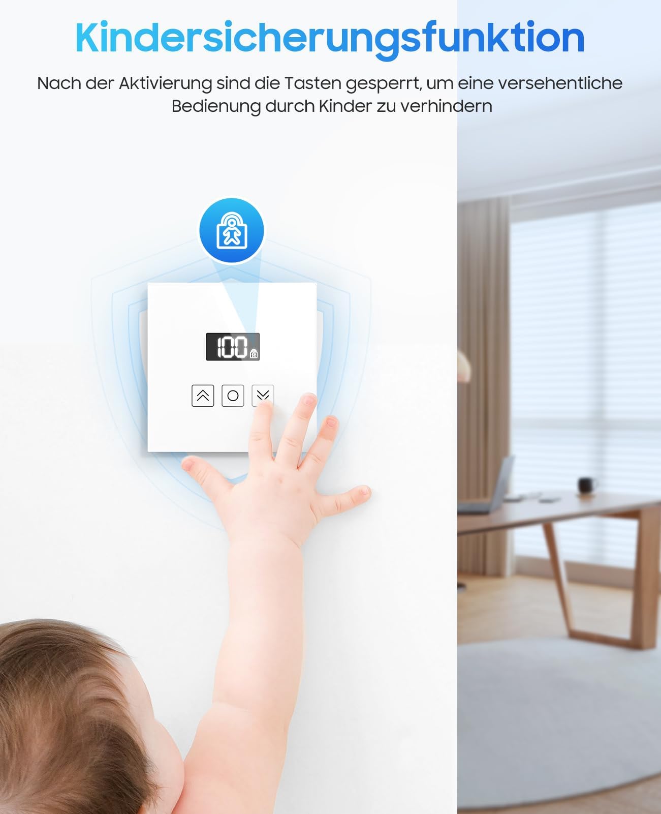 Interruttore intelligente per tapparelle con indicatore di percentuale, interruttore per tapparelle con schermo LCD, controllo per tapparelle funziona con Alexa/Google Assistant/Siri