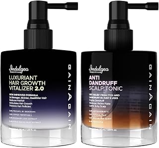 Indulgeo Essentials Hair Growth Combo Kit | Gain Again Luxuriant Hair Vitalizer 2.0 Advanced Hair Growth Serum 50ml + Anti... Price In India