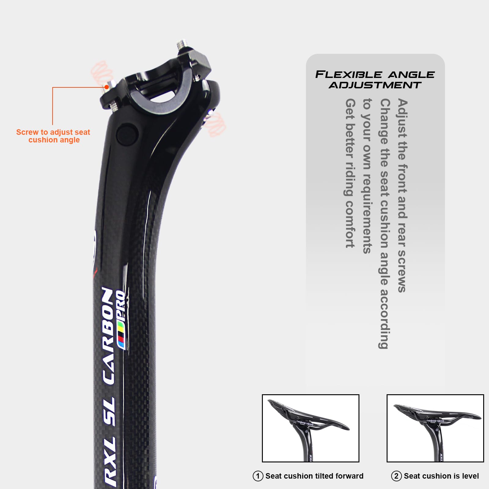 RXL SL tija Bicicleta Carretera Tubo de Asiento de Bicicleta tija Carbono MTB 3K Mate/Brillante 27.2/30.8/31.6mm Offset 25mm