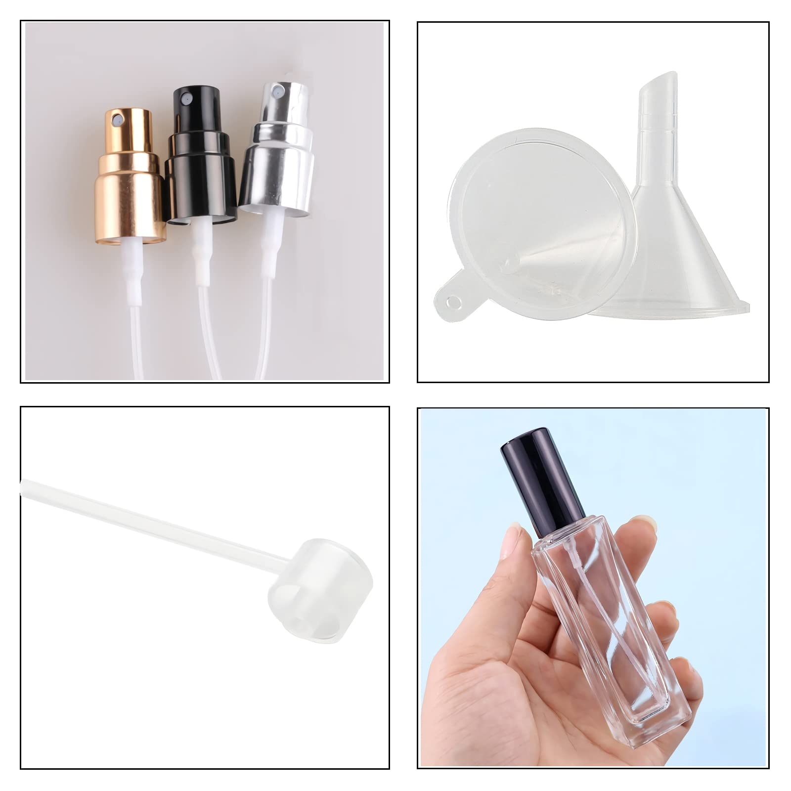 12 Stück Leer 30 ml Transparent Quadrat Dickes Glas Parfüm Zerstäuber mit Gold Deckeln, Portable Klarglas Nachfüllbar Parfümzerstäuber Sprühflasche, Parfümflasche Reisen