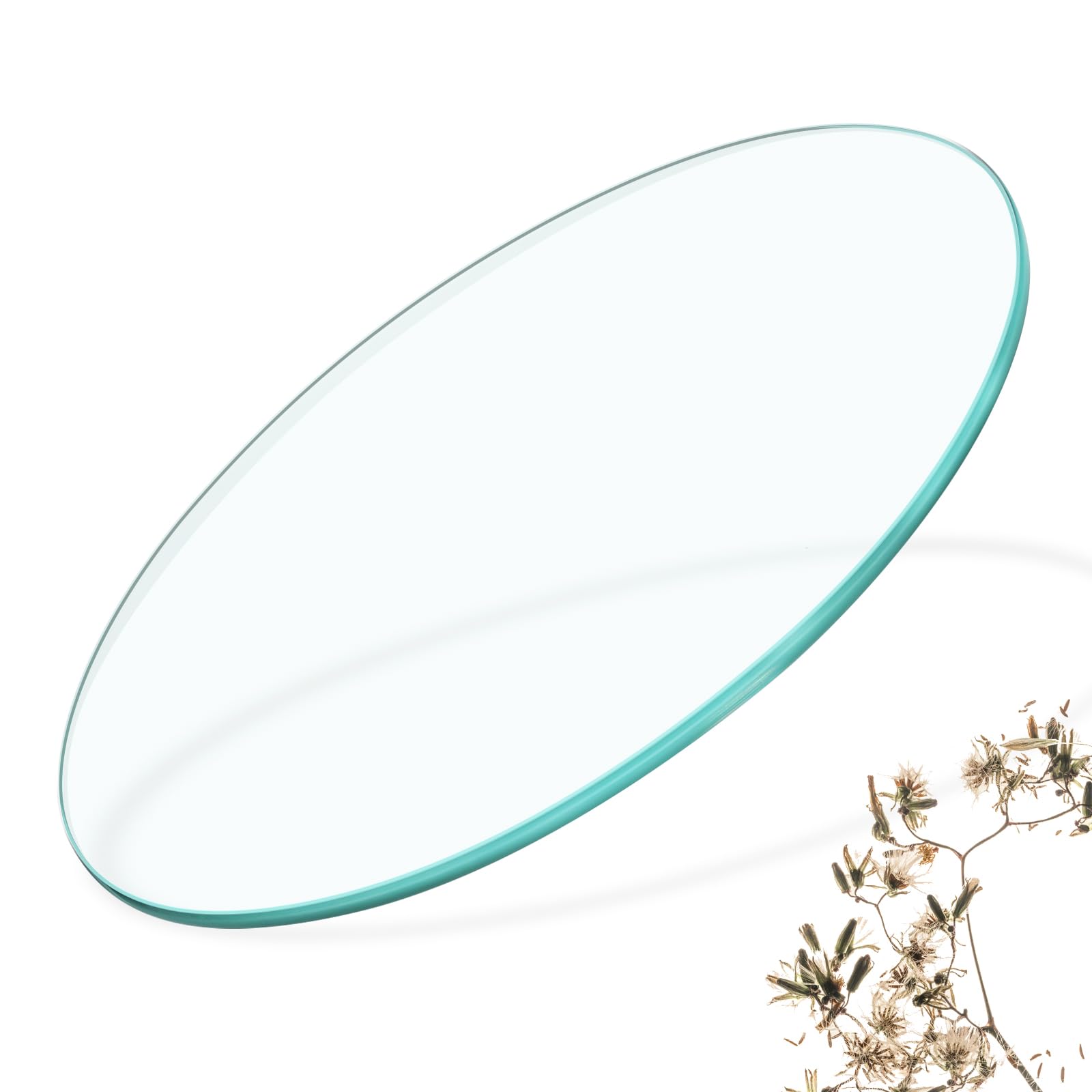 LNKHMK 18" Round Glass Table Top, 8mm Thick, Pencil Edge, Clear, Contemporary, Dining, Coffee, Office, Side