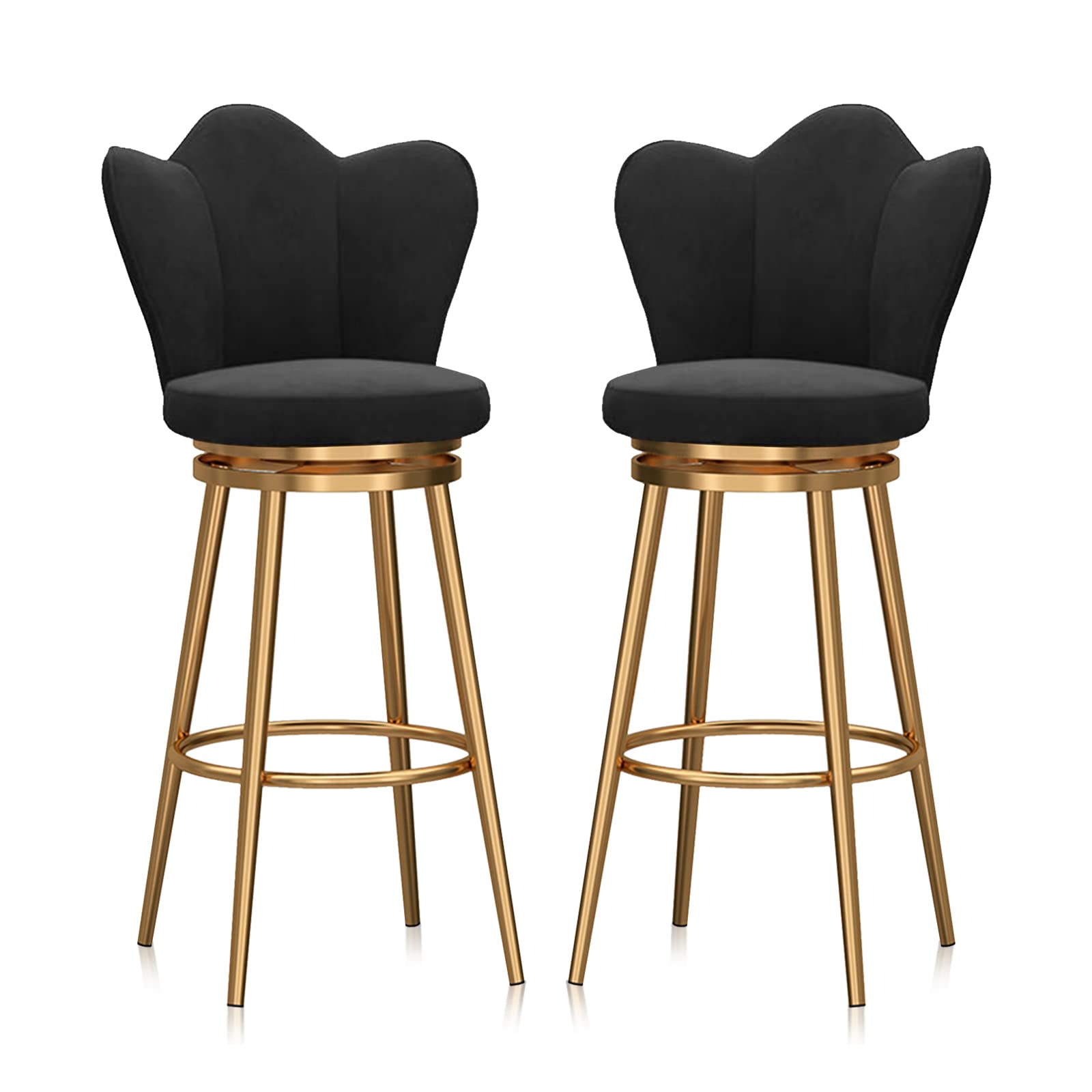 Tabourets de bar pivotants velours et pieds métal design moderne et raffiné