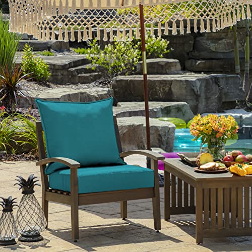 Image of Arden Outdoor Deep Seat Cushion Set (2-Pack), 24 in x 24 in, Weather-Proof, Rain-Proof, Fade Resistant Patio Cushion for Chair, Sofa, and Couch Lake Blue Leala