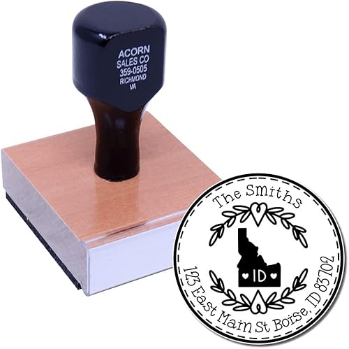 Miniatura 321 de Round State Love - Sello de dirección de devolución para Texas, uso con almohadilla de sello, mango de madera, sello de dirección de Texas