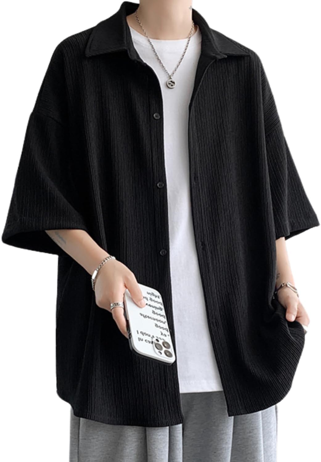 [foveitaa] メンズ シャツ 夏服 メンズ 半袖 冷感 通気性 ワイシャツ 大きい サイズ ビジネス カジュアル yシャツ ゆったり おしゃれ 夏用 清涼 涼しい 涼感 服 軽い 柔らかい かっこいい 無地 シンプル オシャレ  Amazonで販売中