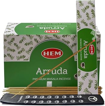 Arruda Masala Incense Sticks and Holder Burner Bundle from Hem Incense and Trumiri for Home Fragrance Insence Insiensos