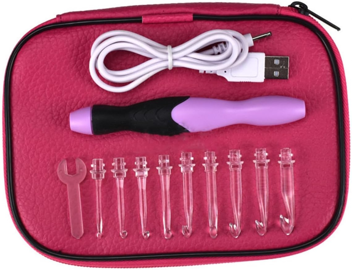 ETHZZLE 38pcs Lighted Crochet Hooks Set with Bright LED Light Ergonomic Knitting Needles and Sewing Craft Tools for DIY Weaving Yarn Includes Refills and Accessories in Organized Case Rosy