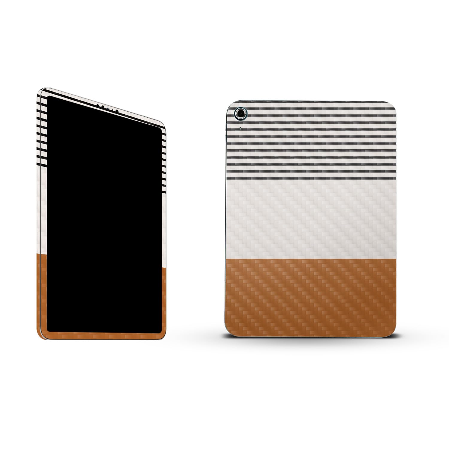 MightySkins Carbon Fiber Skin Compatible with Apple iPad 10.9" 10th Gen (2022) Full Wrap Kit - Neutral Stripes | Protective, Durable Textured Carbon Fiber Finish | Easy to Apply | Made in The USA